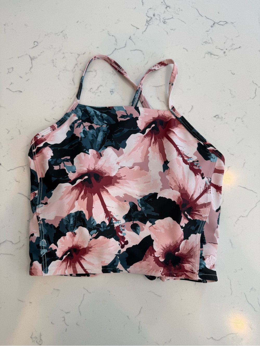 Albion Pink & Navy Floral High-Neck Bikini Top
